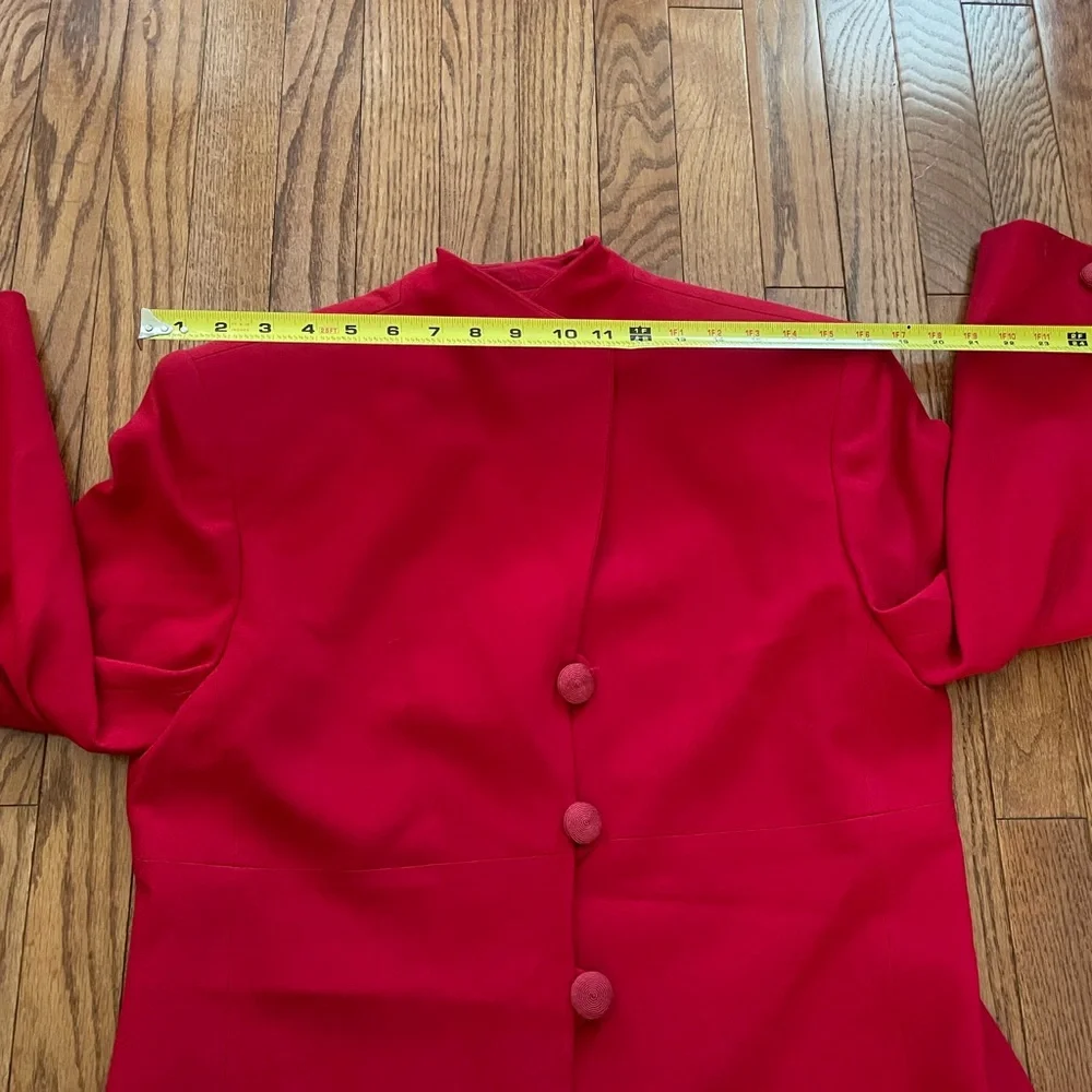 Vintage Christian Dior Red 3 Button Long Blazer Coat Women’s Sz 14
